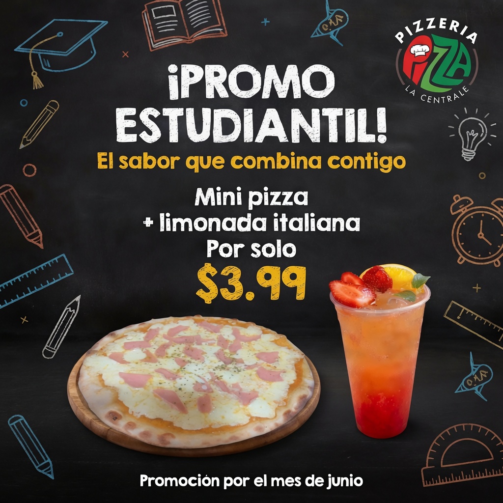 Promo Estudiantil - Mini pizza + Limonada italiana por $3.99